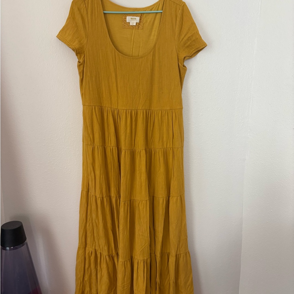 Anthropologie Golden Tiered Maxi Dress